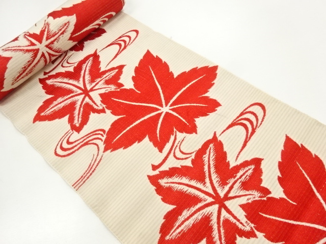 JAPANESE KIMONO / ANTIQUE BOLT FOR HASSUN OBI / WOVEN TATSUTAGAWA PATTERN